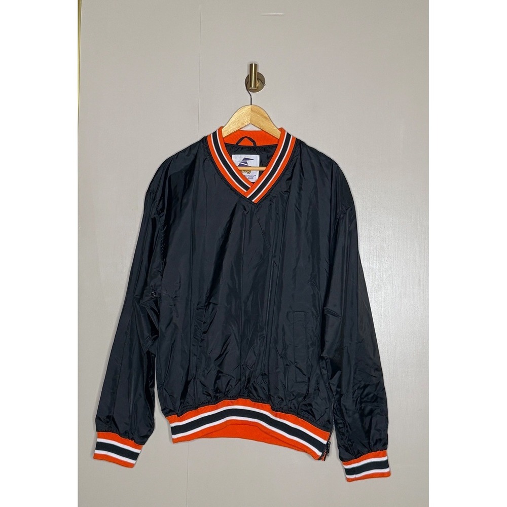 Vintage Eastbay Nylon Pullover Windbreaker Jacket Black Orange L